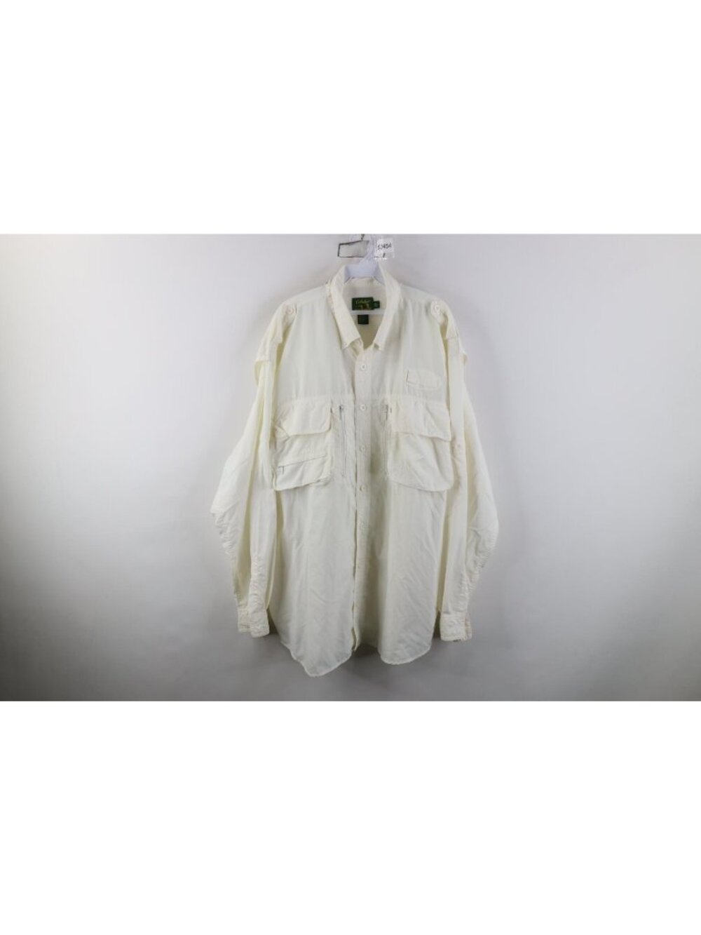 Vtg Cabelas Guidewear Mens 2XLT Woven Fishing Trekking Button Down Shirt White